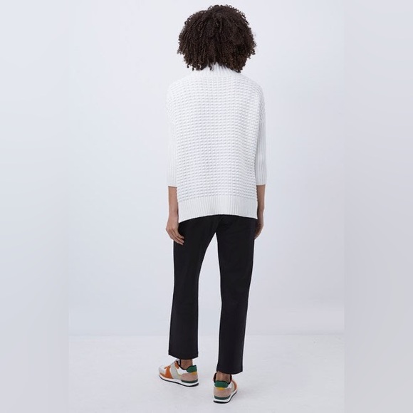 French Connection | White Knit Mozart Popcorn High Neck Sweater | Size L - Picture 6 of 10